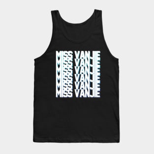 Miss Vanjie! (11) - White Text Deep Blue Gradient Shadow Backdrop Tank Top